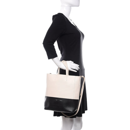Celine Grained Calfskin Small Vertical Bi-Cabas Cream Black 2 of 12