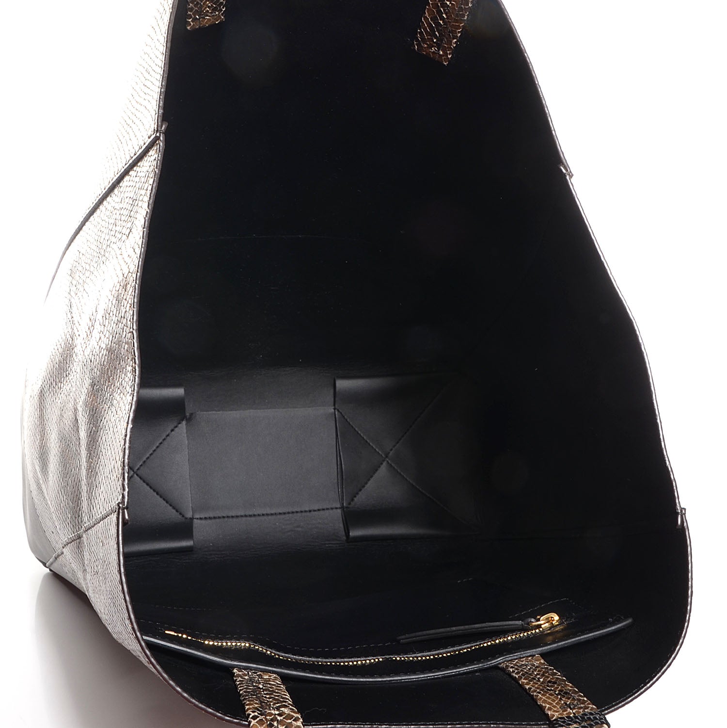 Celine Python Embossed Vertical Bi-Cabas Khaki Black 5 of 9