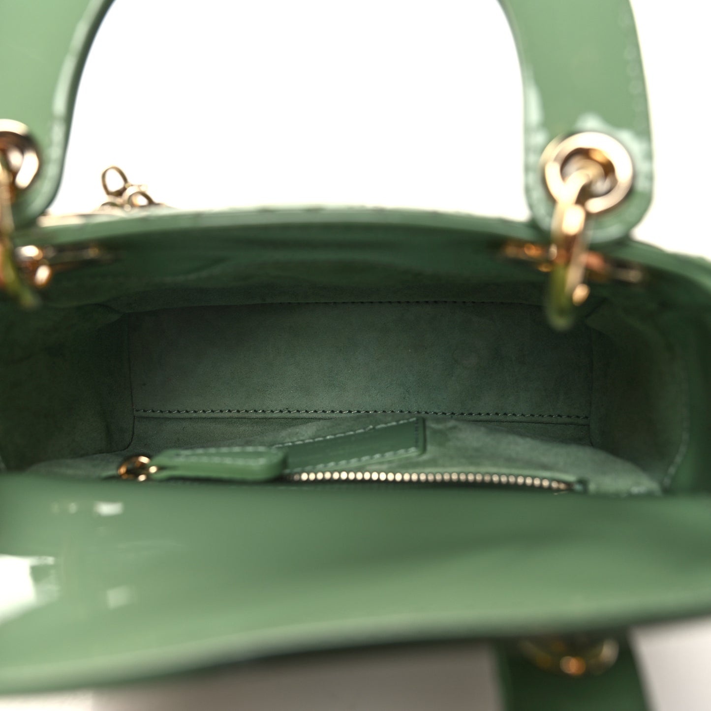 Patent Cannage Mini Lady Dior Mint Green