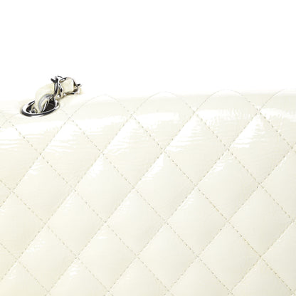 Chanel Distressed Patent Calfskin Quilted East West Flap White 11 of 16