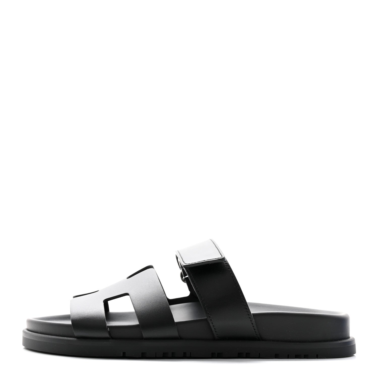 Hermes Calfskin Womens Chypre Sandals 36.5 Black 1 of 11