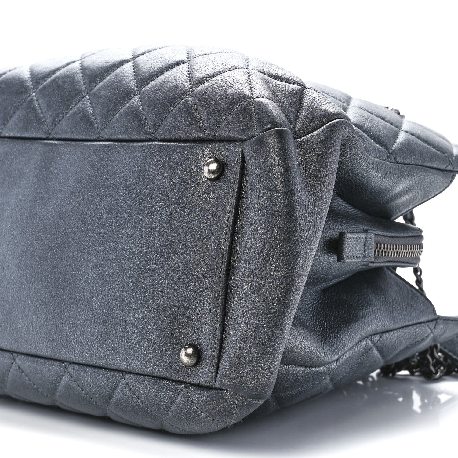 Chanel Iridescent Goatskin Quilted CC Eyelet Tote Blue 11 of 11