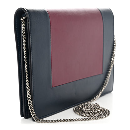 Celine Smooth Lambskin Frame Evening Chain Clutch Steel Blue Plum 2 of 11