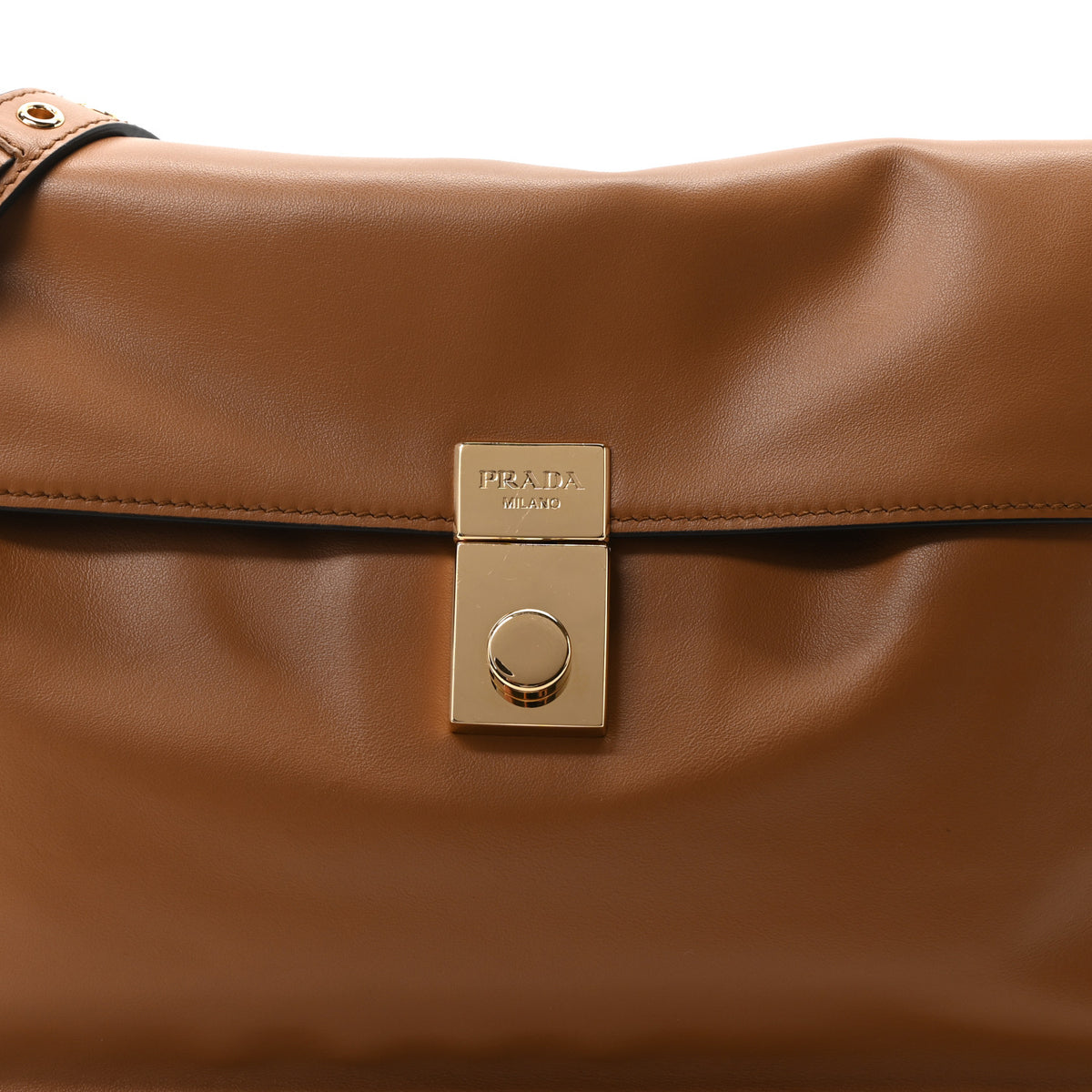Prada Calfskin Large Soft Sound Shoulder Bag Camel 8 of 11