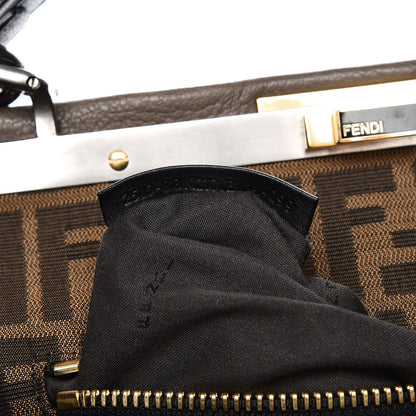 Fendi Goatskin Zucca Large Peekaboo Iconic Satchel Taupe Tobacco Moro 9 of 14