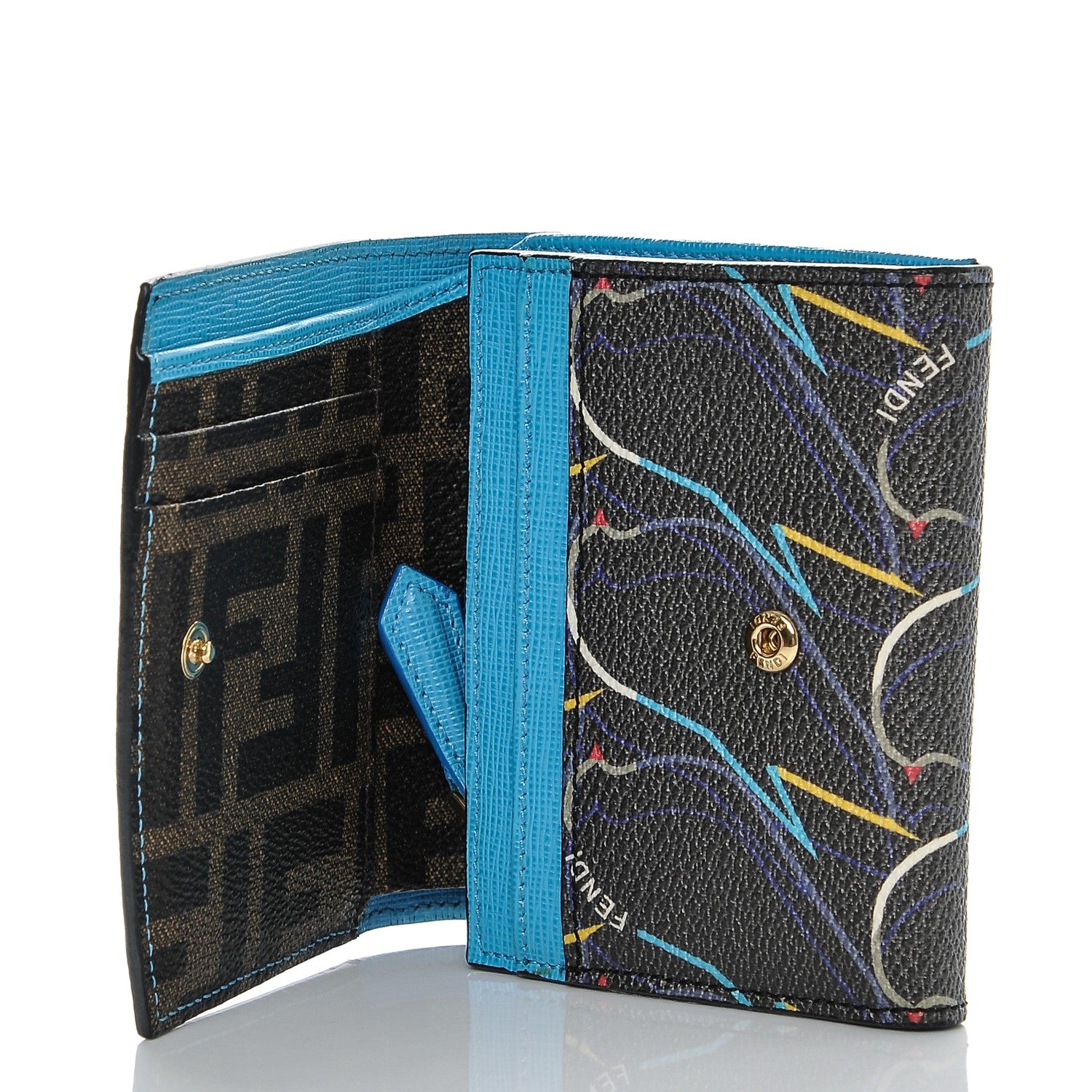 Fendi Vitello Elite QuTweet Compact Wallet Asfalto Multicolor 5 of 6
