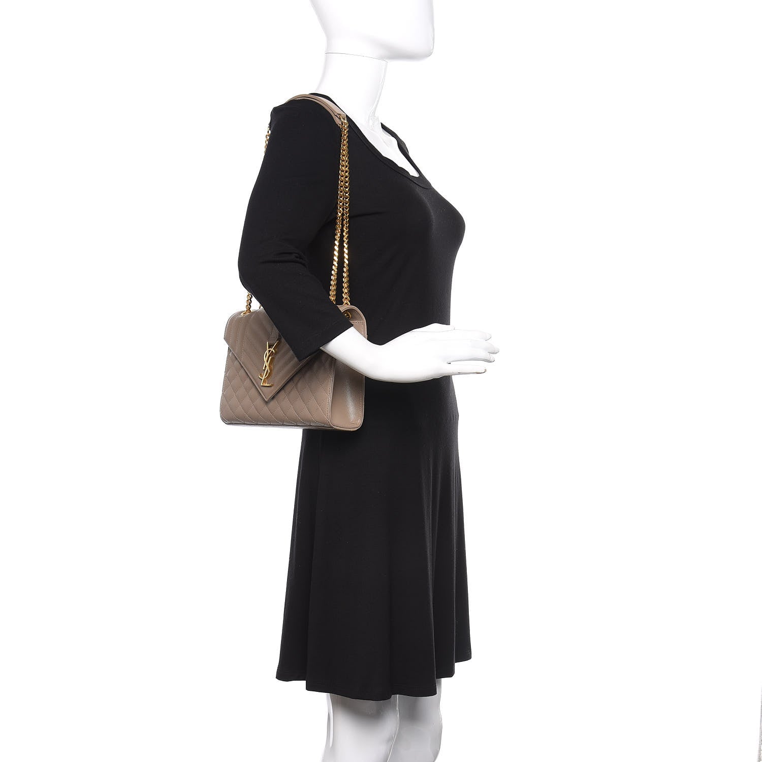 Saint Laurent Grain De Poudre Textured Mixed Matelasse Medium Triquilt Monogram Satchel Dusty Grey 2 of 9
