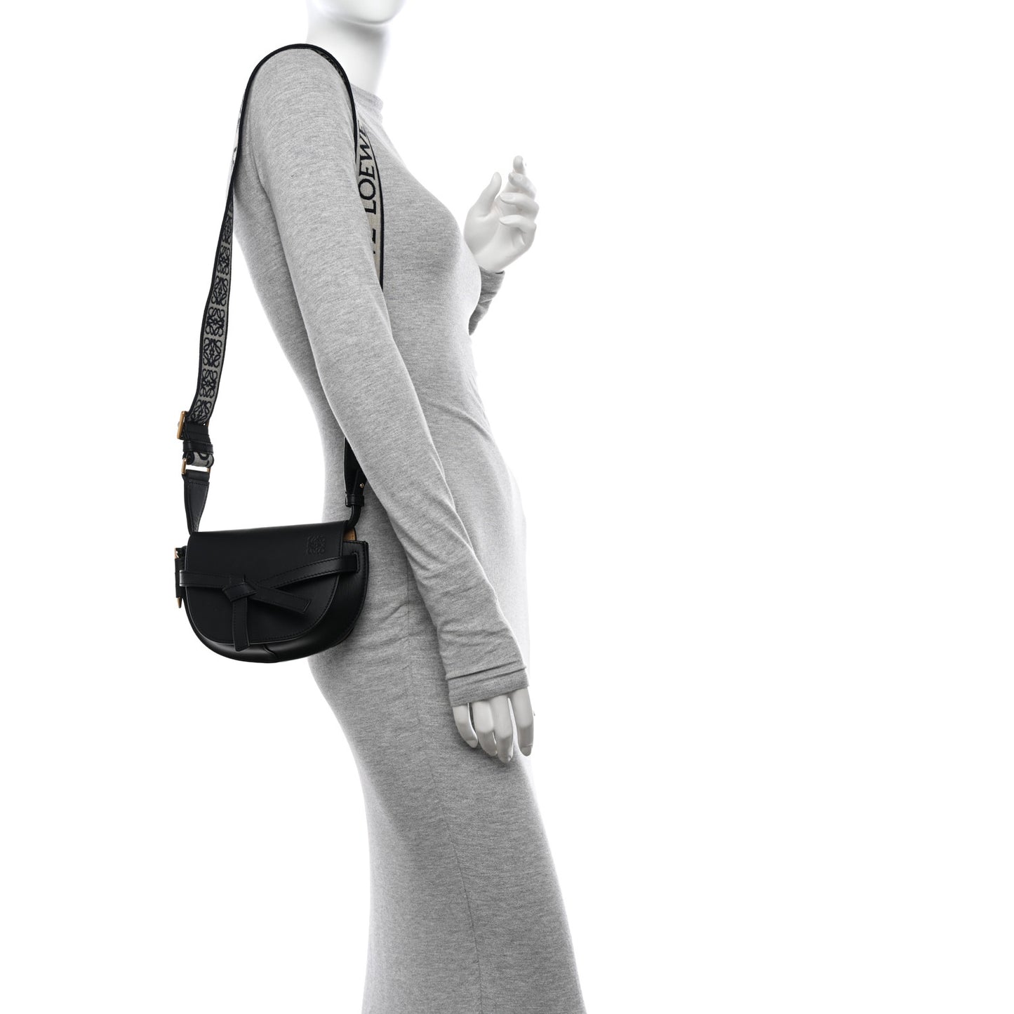 Calfskin Jacquard Mini Gate Dual Bag Black