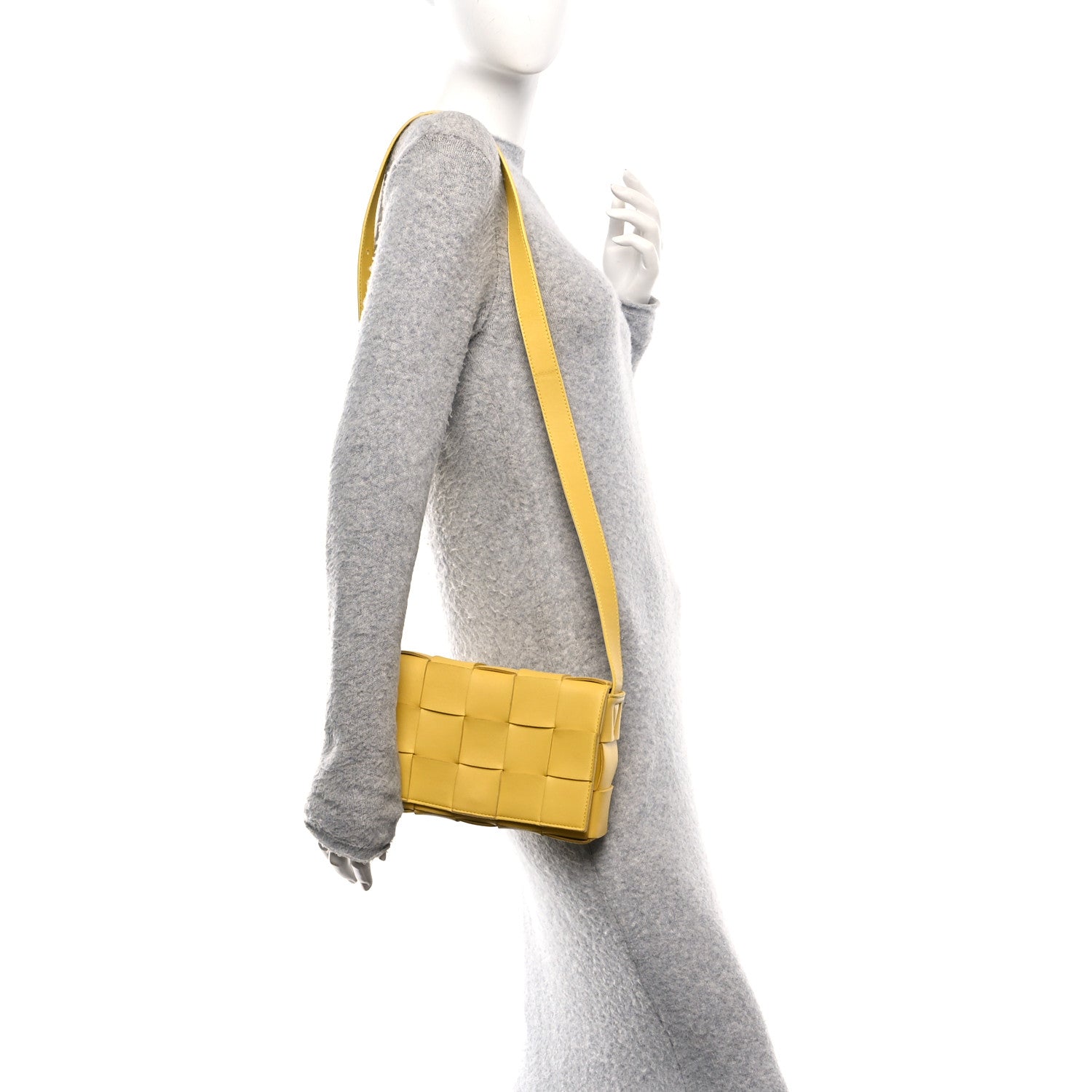 Bottega Veneta Lambskin Maxi Intrecciato Small Cassette Crossbody Bag Gold 2 of 11