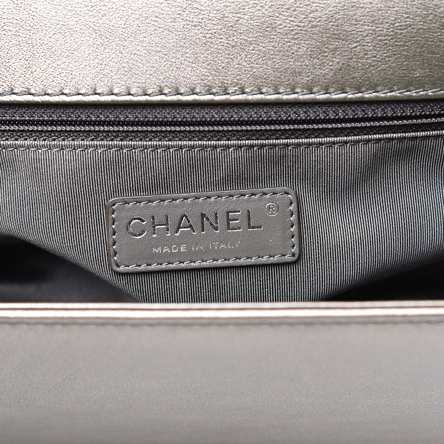 Chanel Metallic Lambskin Perforated New Medium Boy Flap Dark Silver 5 of 10