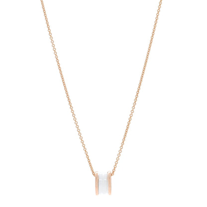 Bulgari 18K Rose Gold White Ceramic B.Zero1 Pendant Necklace 1 of 4
