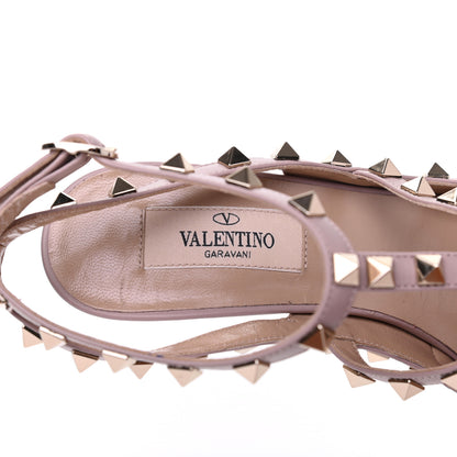 Valentino Garavani Pebbled Calfskin Rockstud Ankle Strap 100mm Pumps 37.5 Poudre 7 of 12