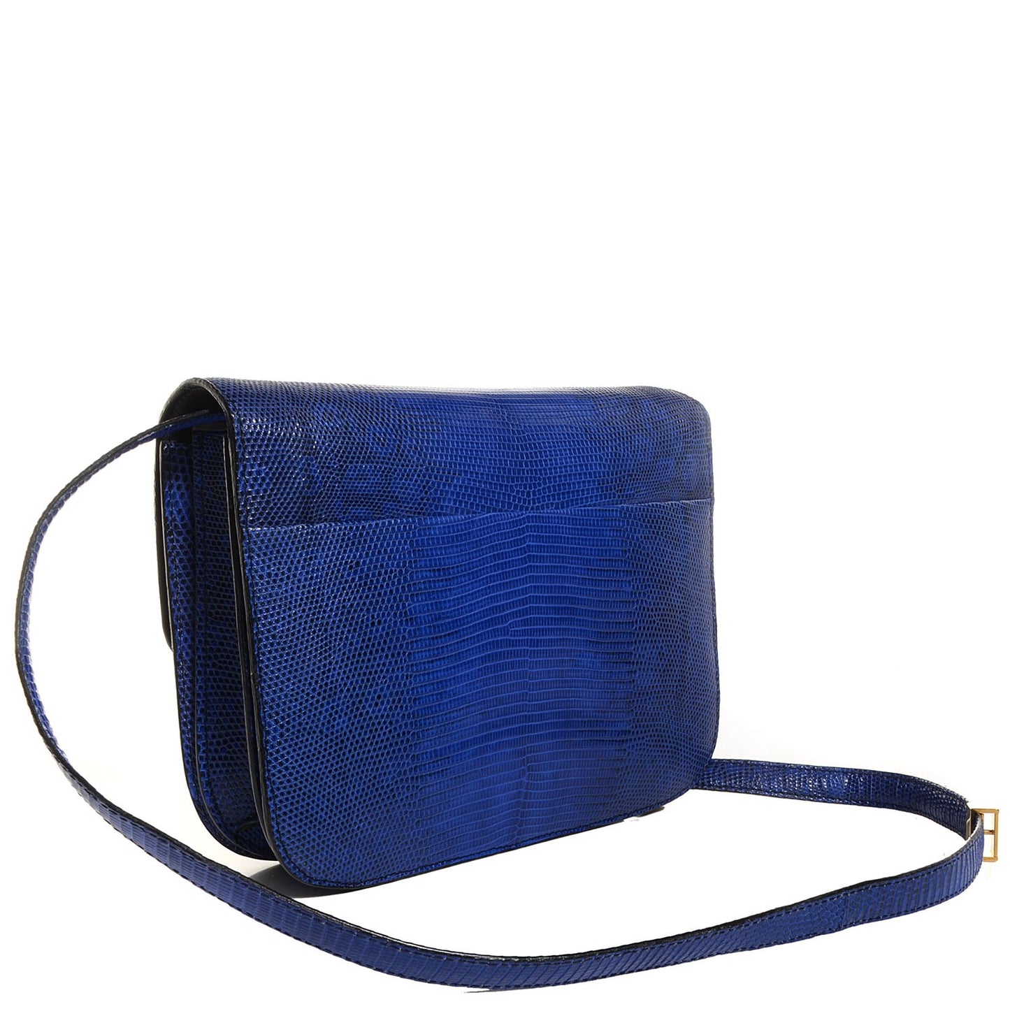 Lizard Medium Classic Box Flap Bag Indigo