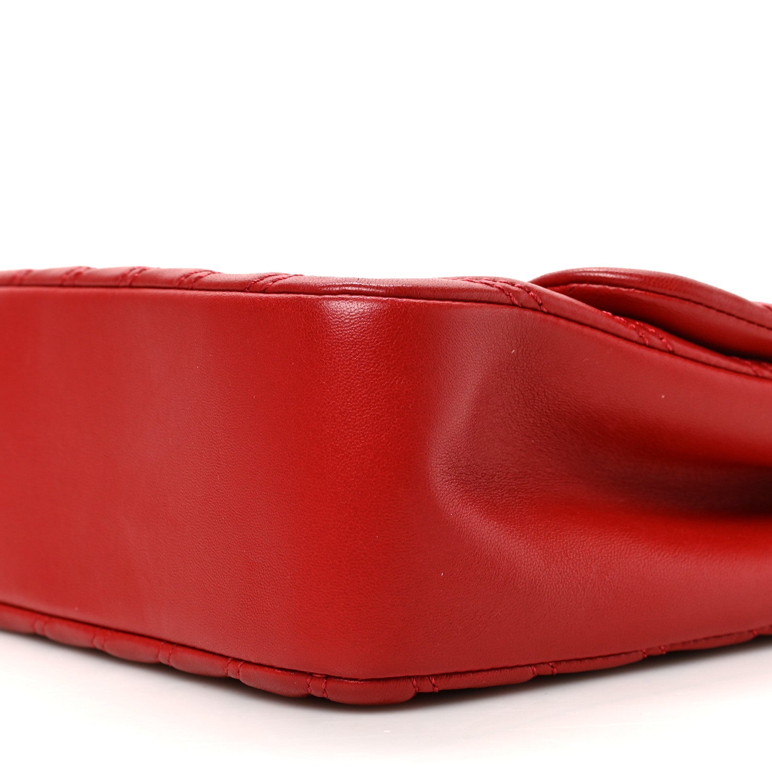 Chanel Lambskin Chevron Double Stitch Jumbo Single Flap Red 9 of 9