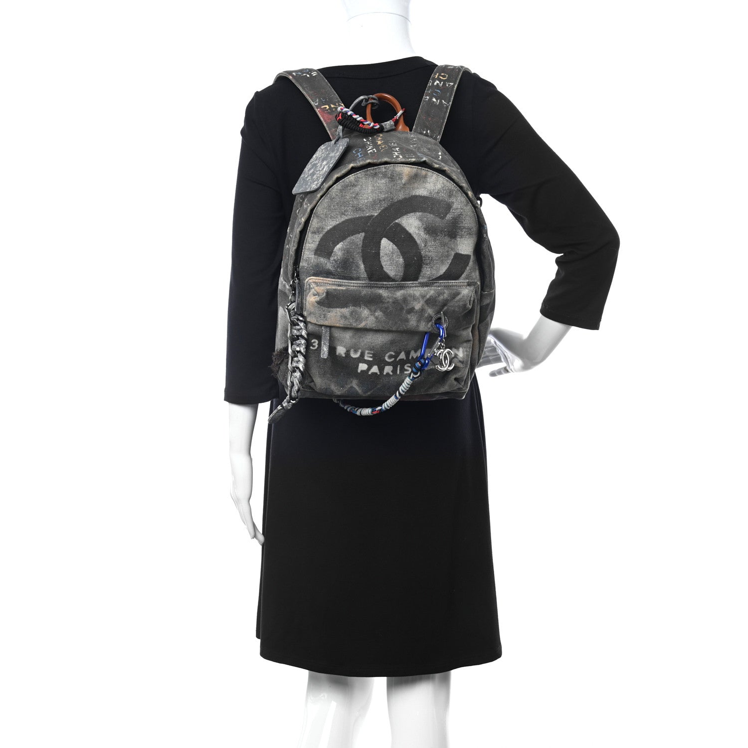 Chanel Graffiti Printed Canvas Medium Backpack Black 2 of 11