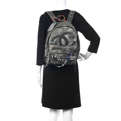 Chanel Graffiti Printed Canvas Medium Backpack Black 2 of 11