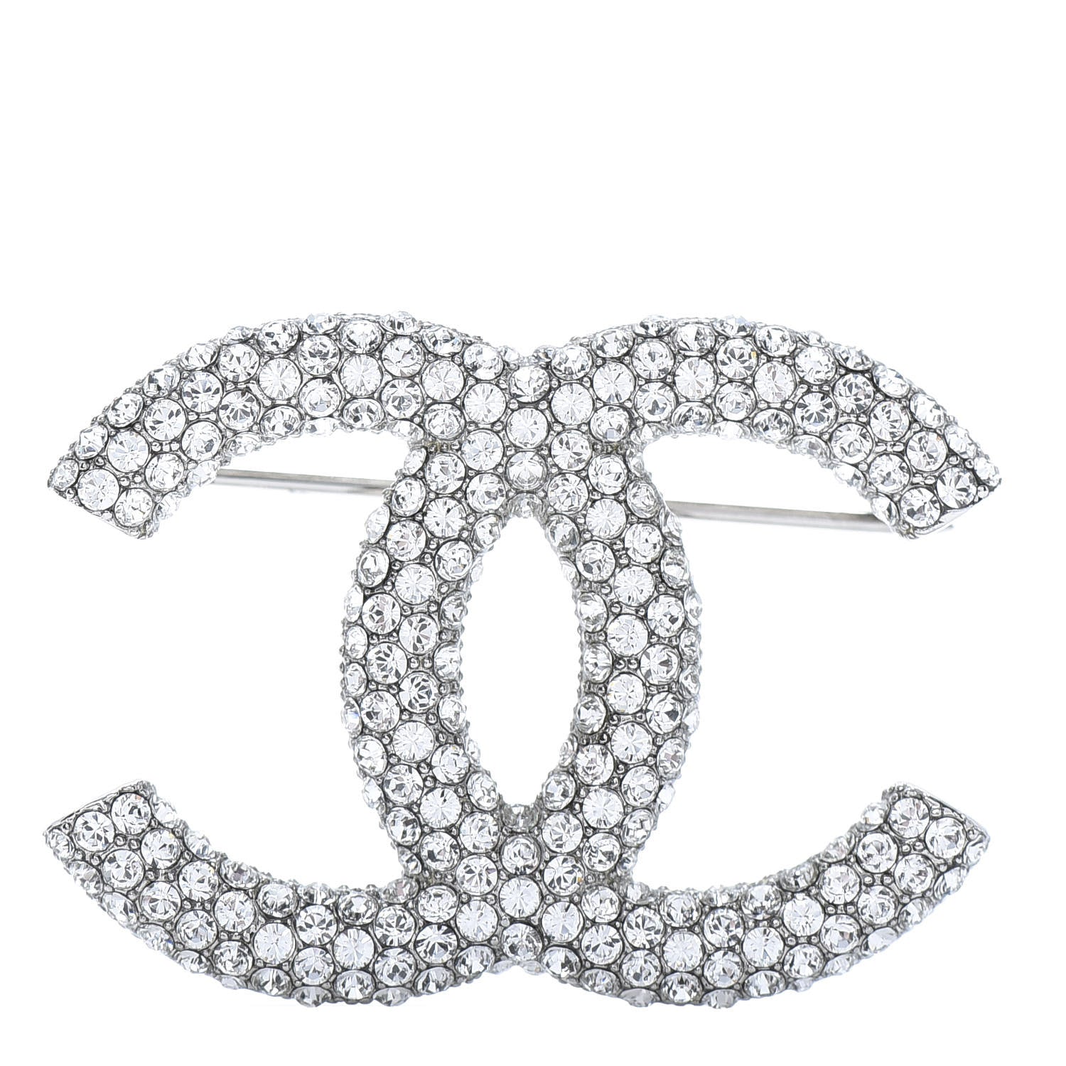 Chanel Crystal CC Brooch Silver 1 of 6