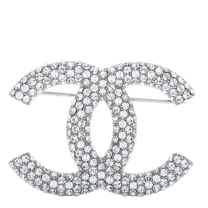 Chanel Crystal CC Brooch Silver 1 of 6