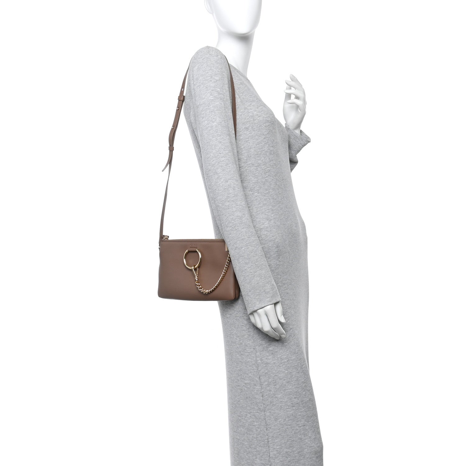 Chloe Supple Lambskin Small Faye Soft Zippered Shoulder Bag Neutral 3 of 19