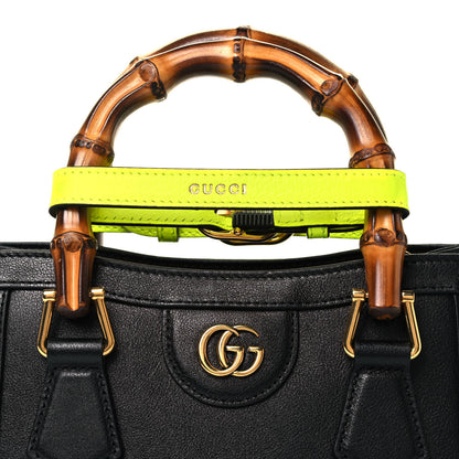 Gucci Wonka Grain Calfskin Mini Diana Tote Bag Black Yellow Fluo 8 of 10