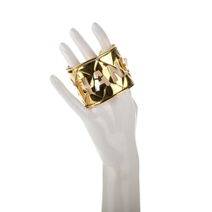 Chanel Quilted Cut Out Cuff Gold 2 of 10