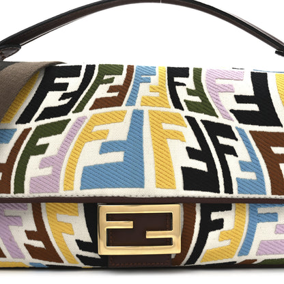 Fendi X SARA COLEMAN Canvas Vitello King Seta FF Fish Eye Embroidered Baguette Grezzo Multicolor Ghianda 8 of 10