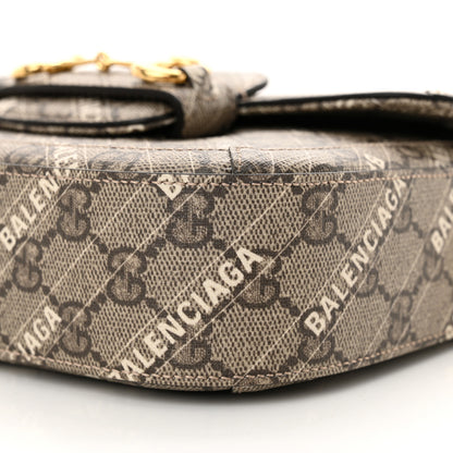 Gucci X BALENCIAGA GG Supreme Monogram Web Logo Print Mini Horsebit 1955 Shoulder Bag Beige Ebony 10 of 11