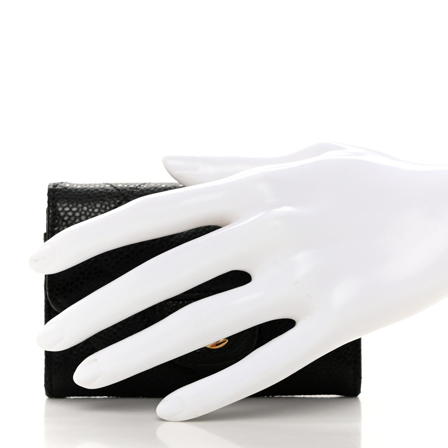 Caviar Quilted Flap Card Holder Black