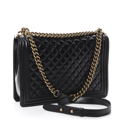 Chanel Glazed Calfskin Quilted Large Boy Flap Black 3 of 12