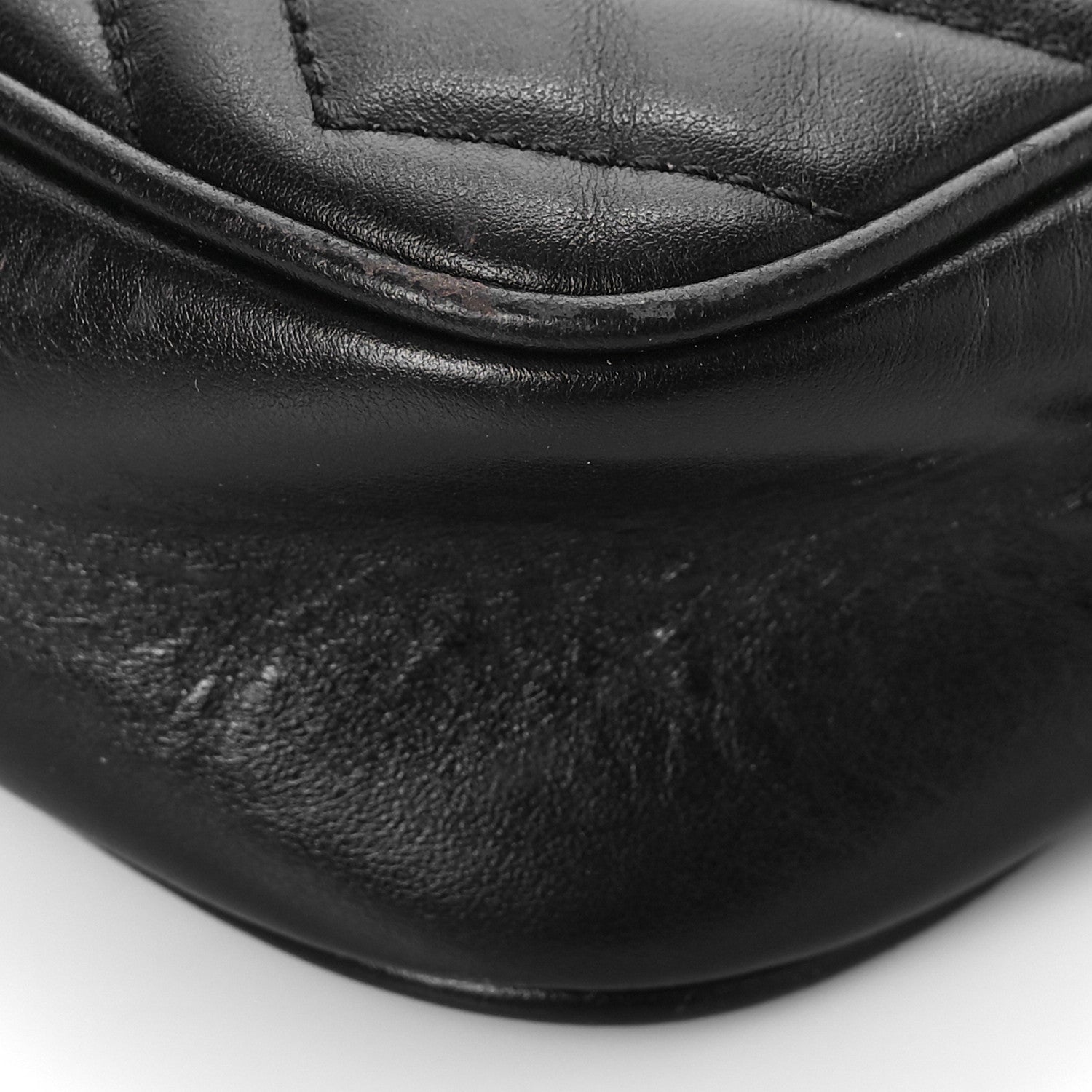 Gucci Calfskin Matelasse Mini GG Marmont Chain Shoulder Bag Black 9 of 14