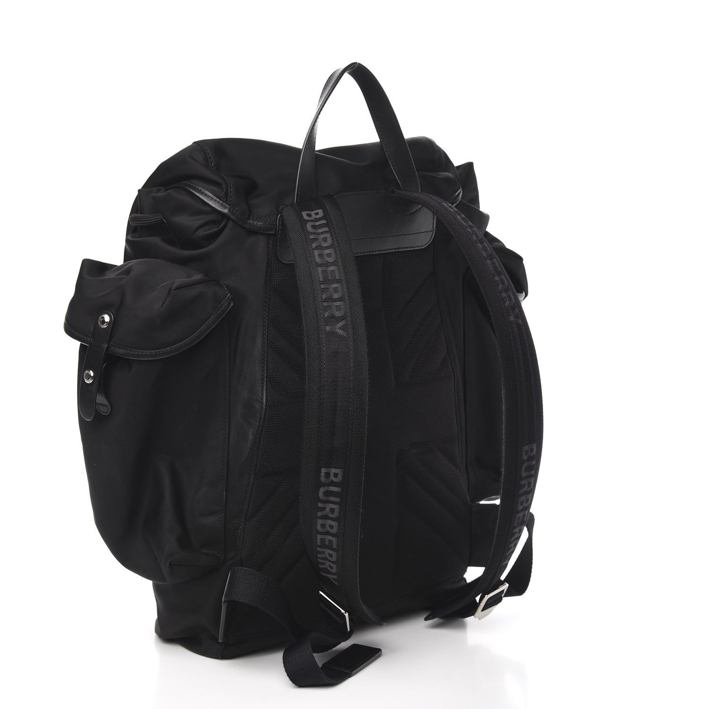 Nylon Calfskin Logo Detail Backpack Black