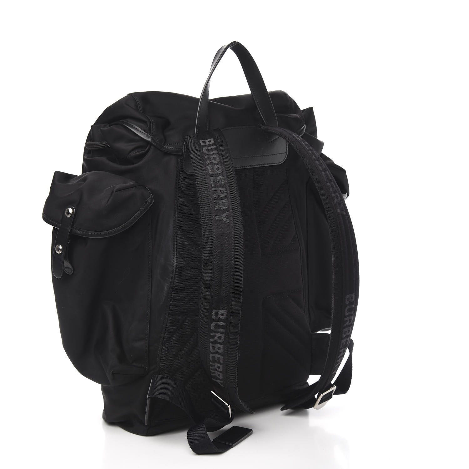 Burberry Nylon Calfskin Logo Detail Backpack Black 2 of 9