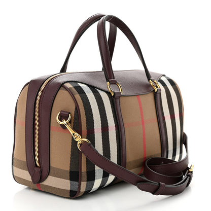 Burberry House Check Derby Calfskin Medium Alchester Bowling Bag Mahogany Red 3 of 14