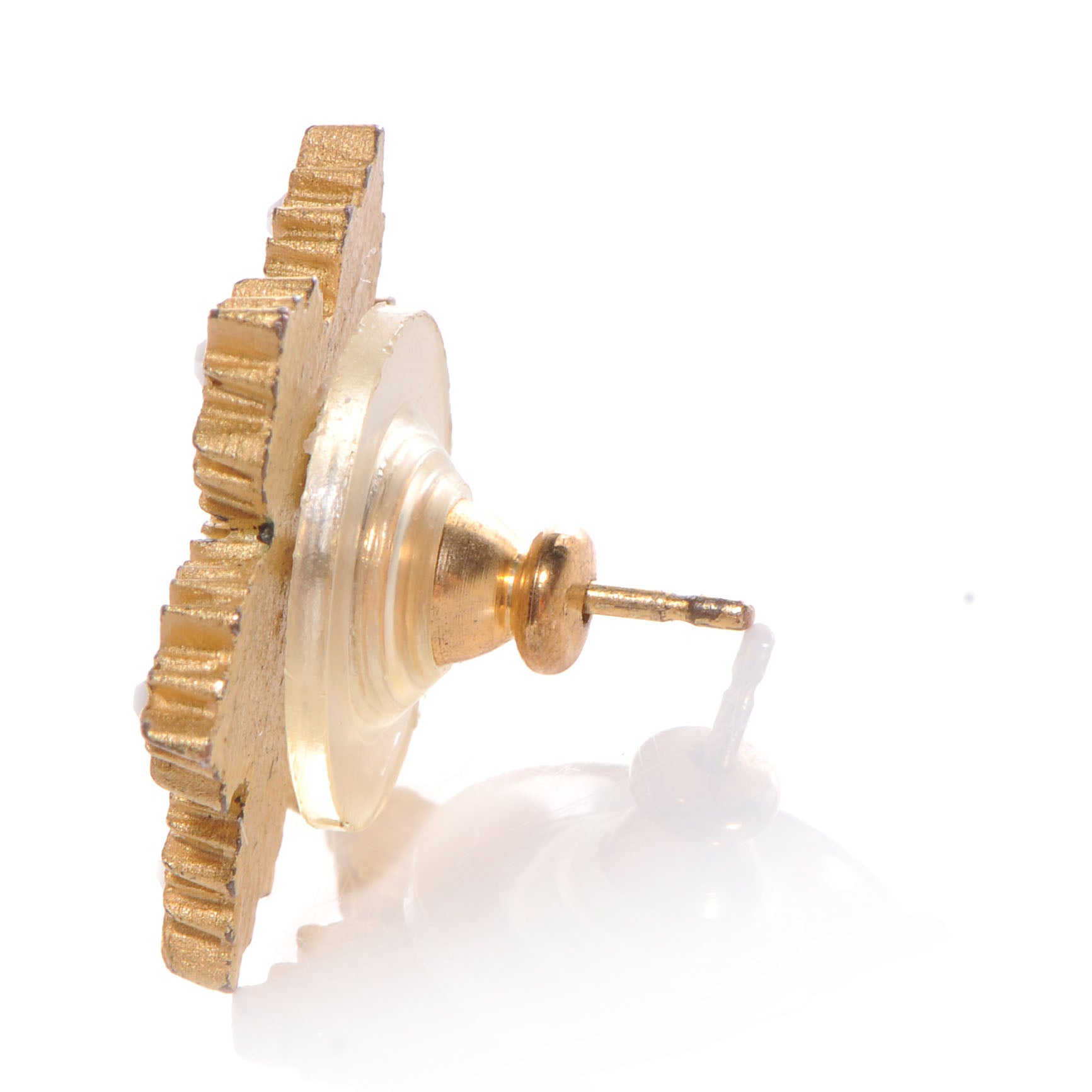 Chanel Snowflake Earrings Gold 3 of 3