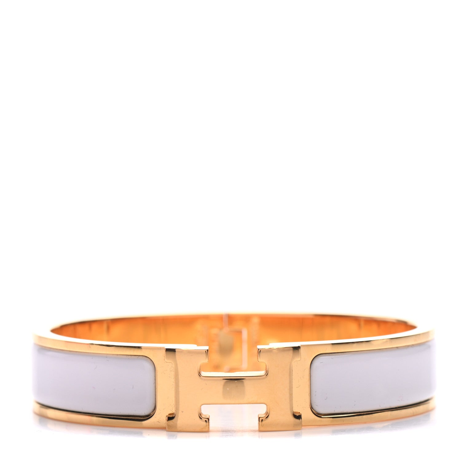 Hermes Enamel Narrow Clic Clac H Bracelet PM White 1 of 6