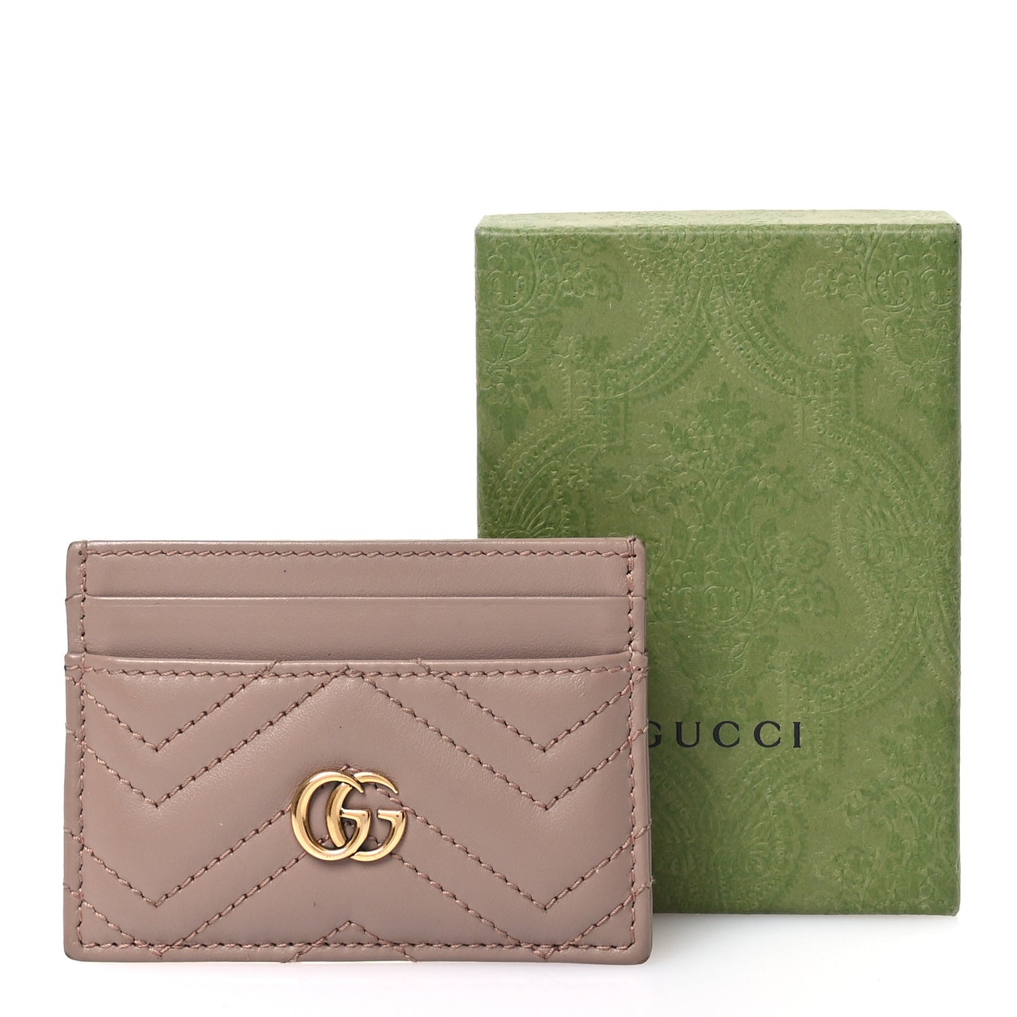 Calfskin Matelasse GG Marmont Card Holder Porcelain Rose