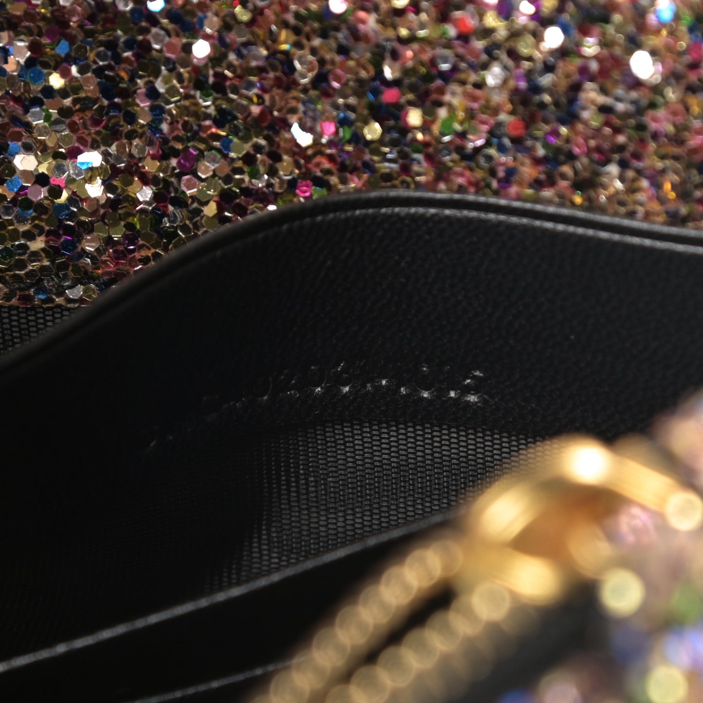Glitter Monogram Envelope Chain Wallet Multicolor