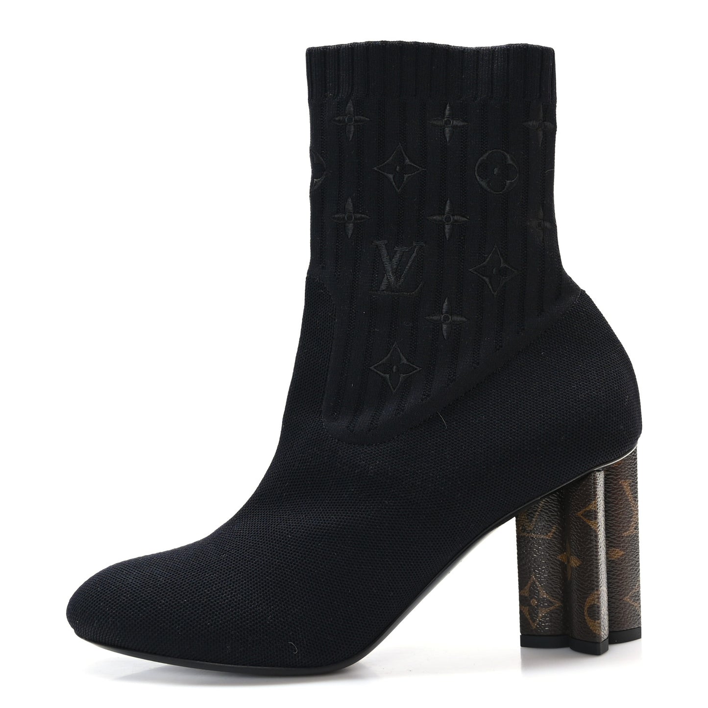 Monogram Stretch Fabric Silhouette Ankle Boots 41 Black