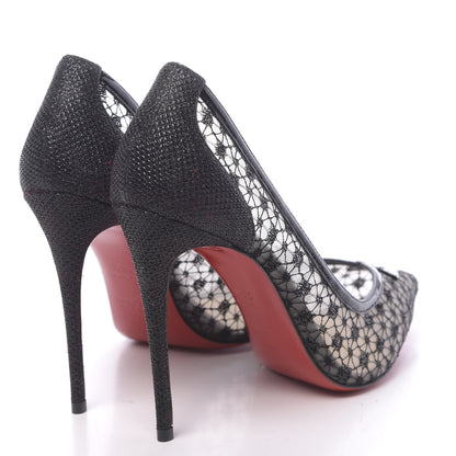 Christian Louboutin Dentelle Lame Patent Glitter Neoalto 100 Pumps 36.5 Black 4 of 7