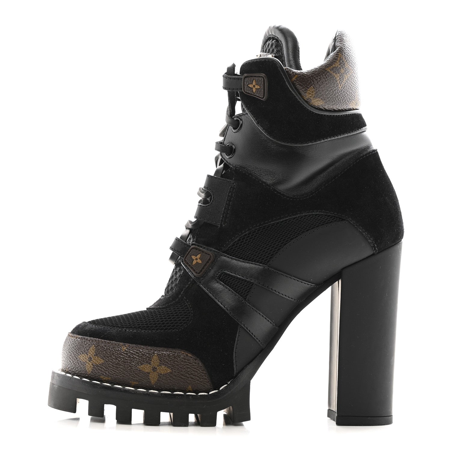 Louis Vuitton Suede Calfskin Monogram Star Trail Ankle Boots 37 Black 1 of 13