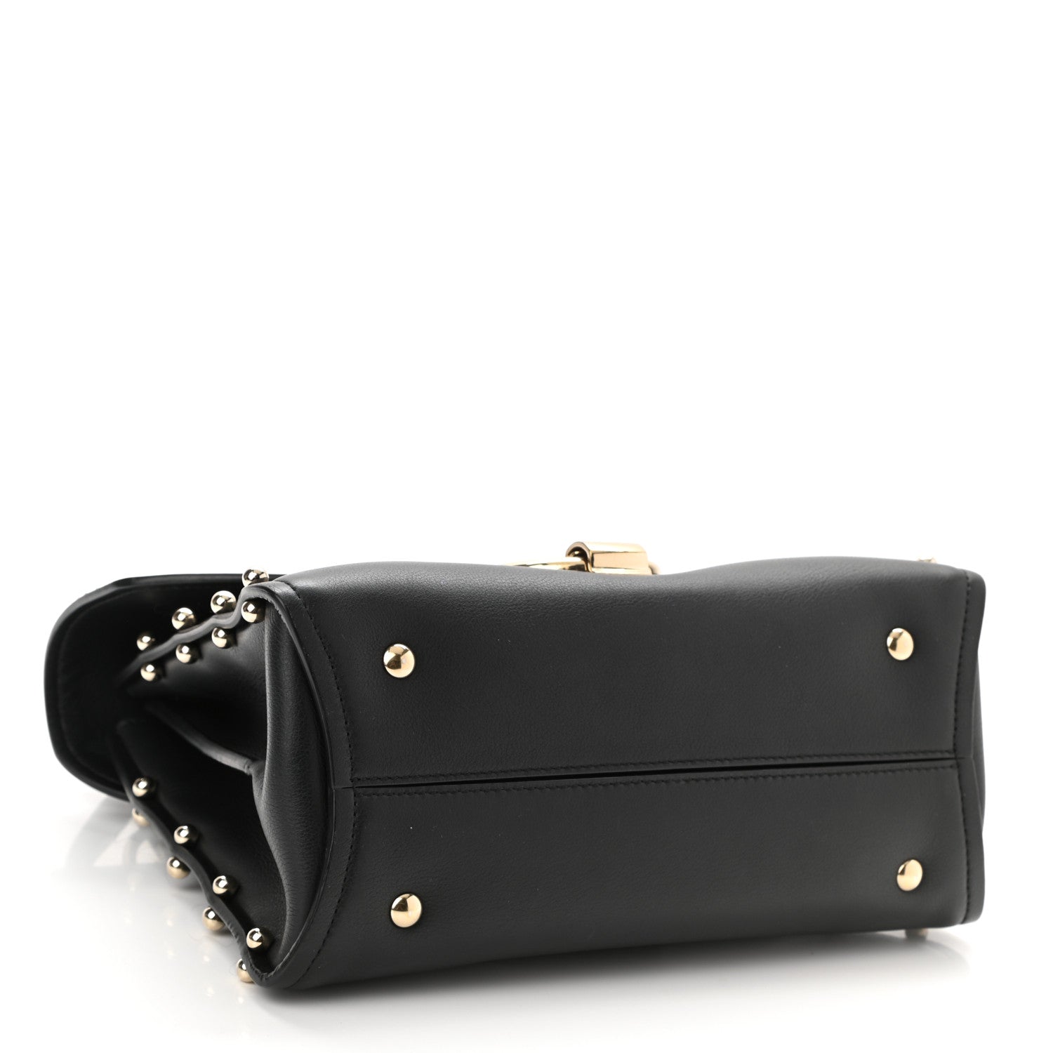Salvatore Ferragamo Calfskin Studded Margot Top Handle Satchel Black 4 of 10