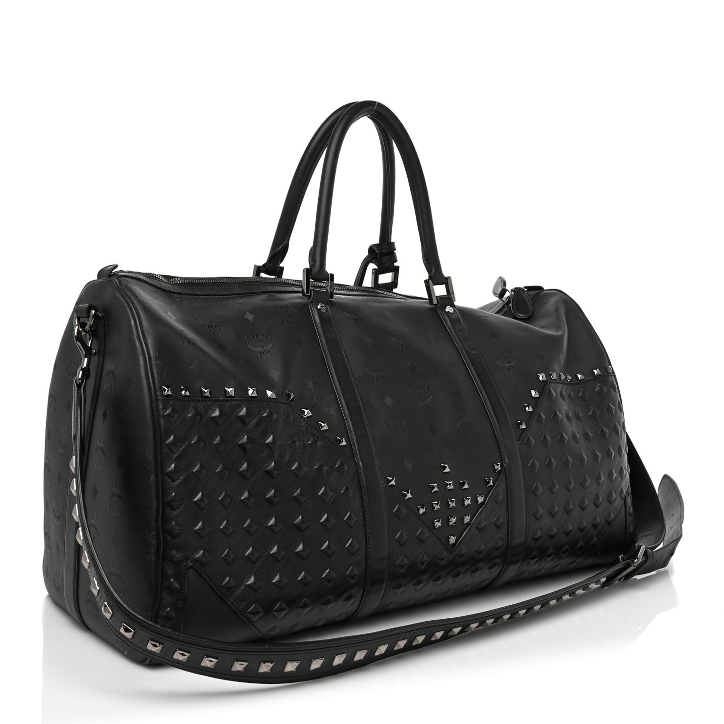 Visetos Medium Stud Traveler Weekender Duffle Bag Black