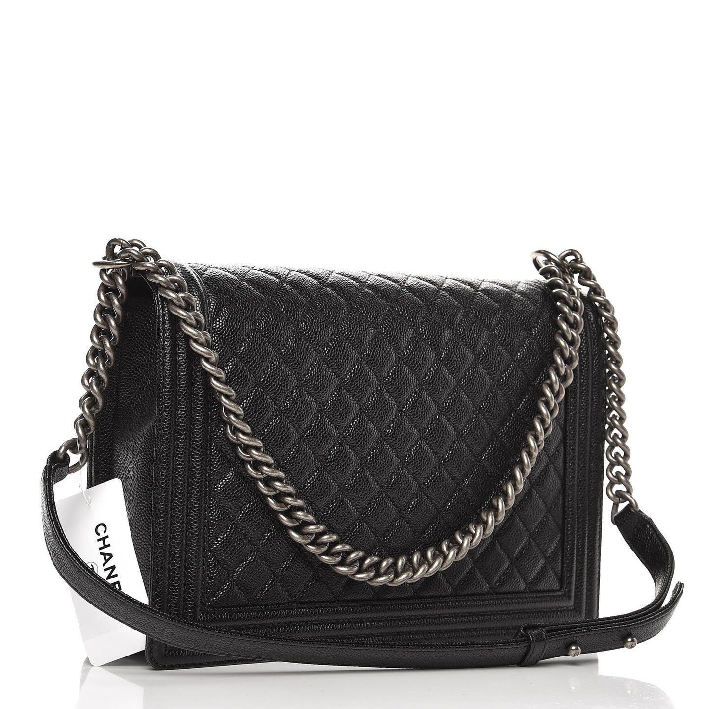 Caviar Quilted Large Boy Flap Black