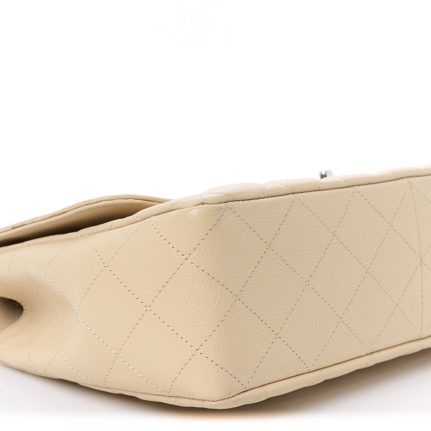 Caviar Quilted Jumbo Single Flap Beige Clair