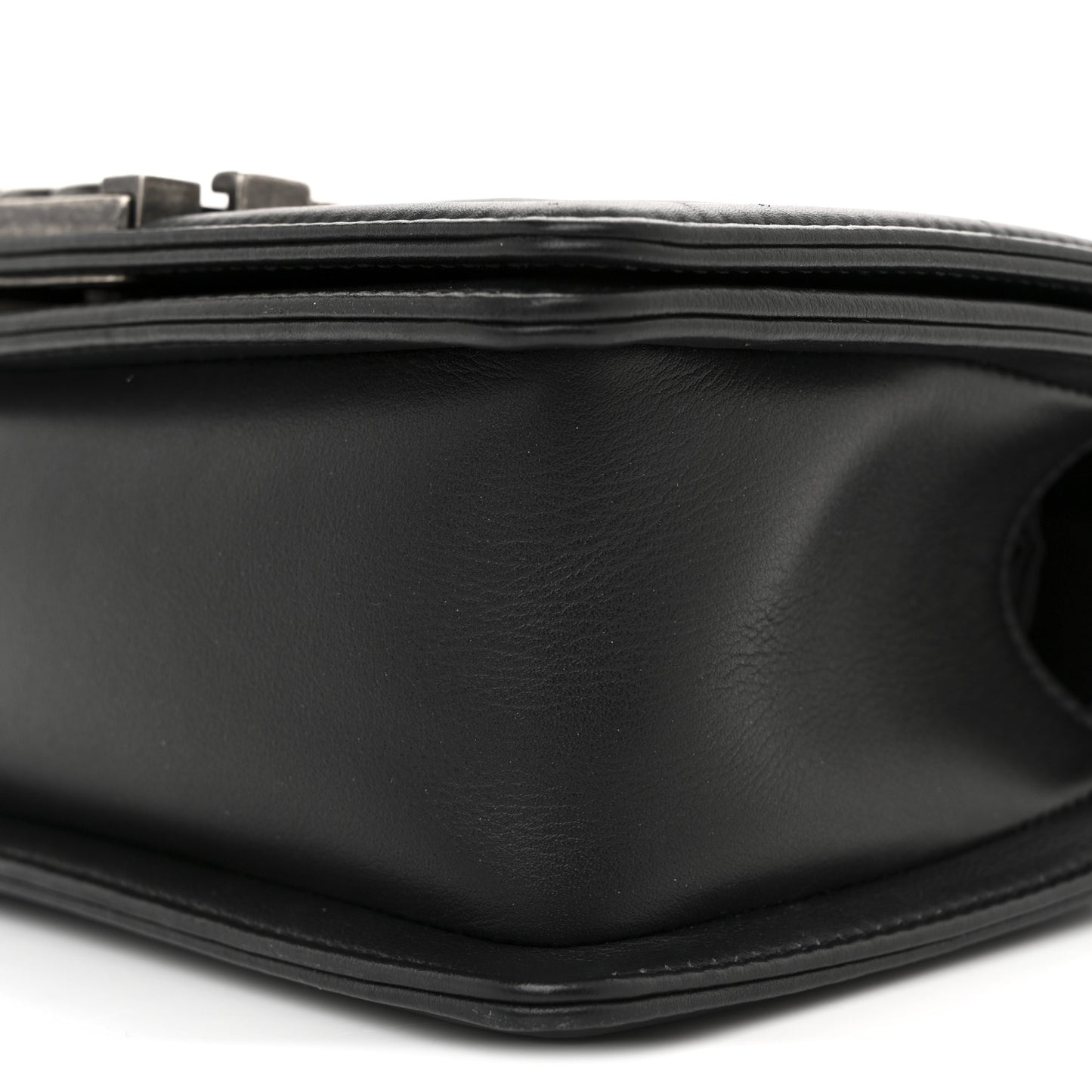 Calfskin Quilted Small Boy Flap Black