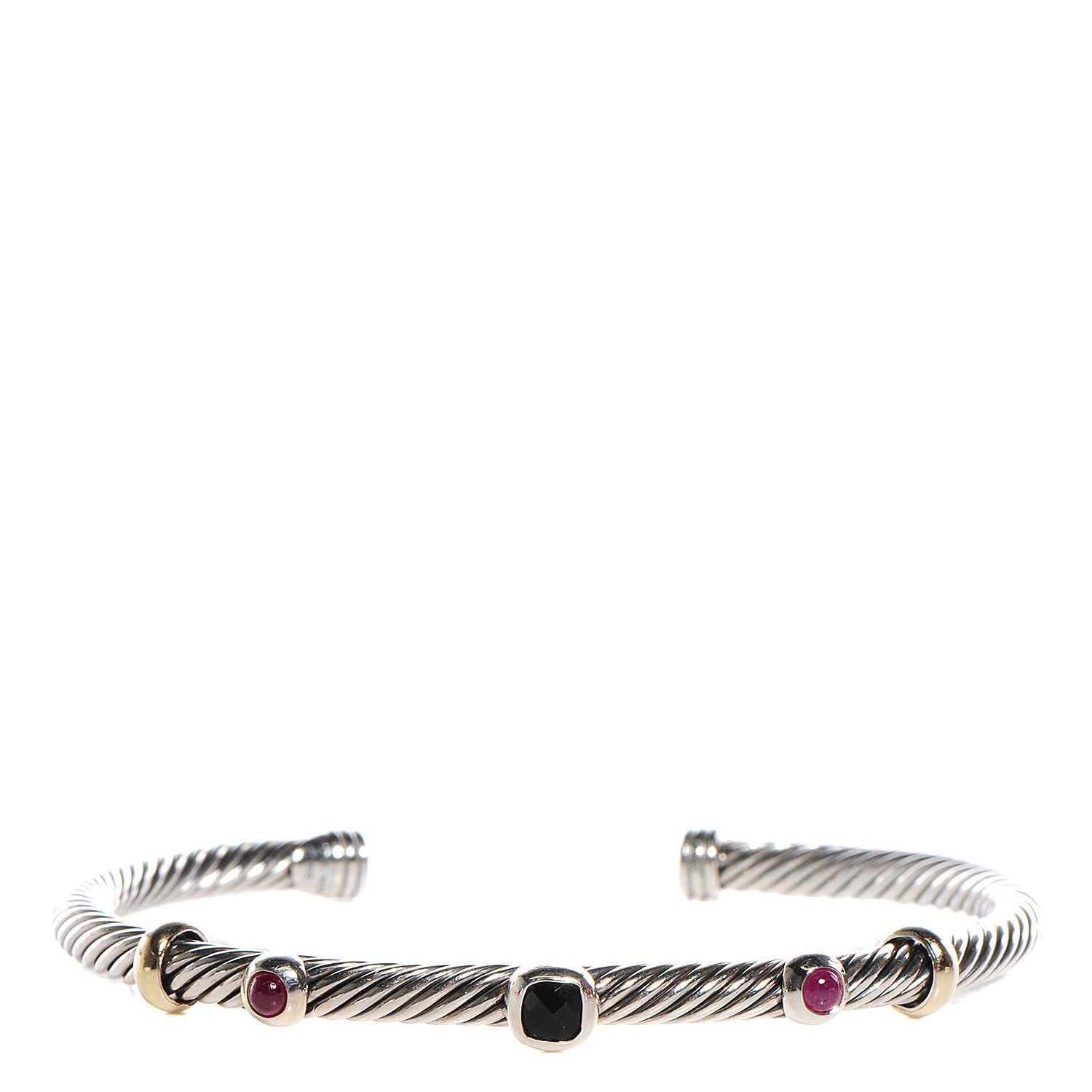 David Yurman Sterling 18k Onyx Tourmaline 4mm Renaissance Bracelet 1 of 5