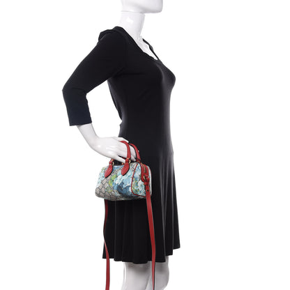 Gucci GG Supreme Monogram Blooms Mini Boston Navy Blue Hibiscus 3 of 12