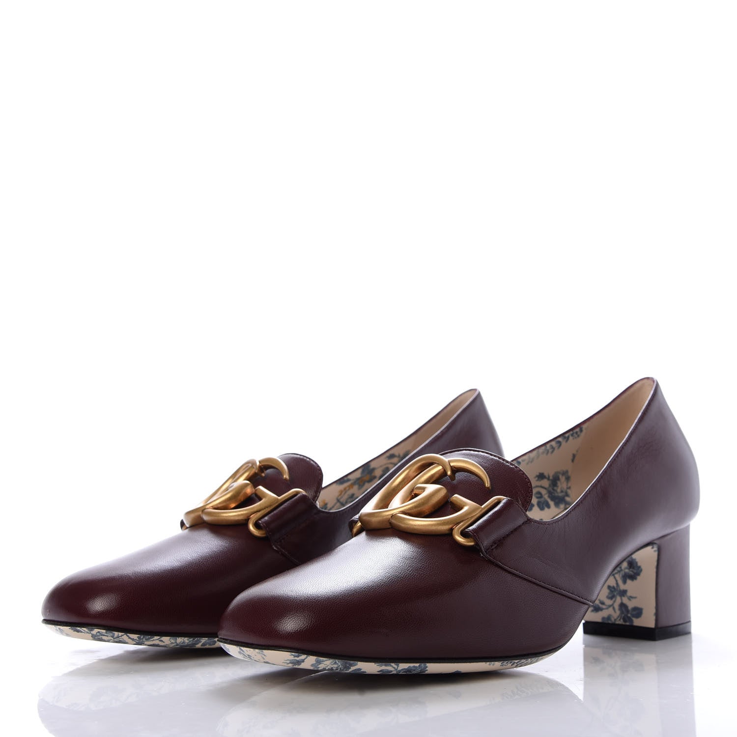 Gucci Malaga Kid GG Victoire 55mm Loafer Pumps 37.5 Vintage Bordeaux 3 of 10