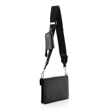 Prada Saffiano City Calf Mini Envelope Bag Black 4 of 14