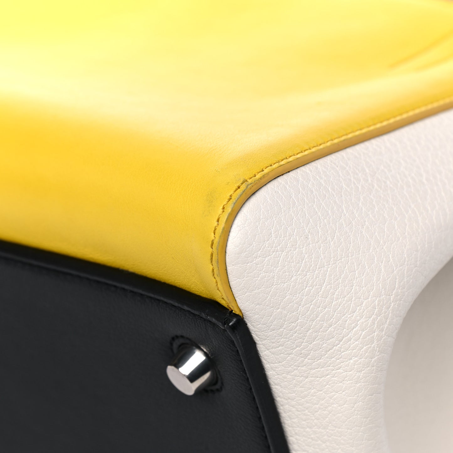 Smooth Calfskin Small Tri-Color Edge Shoulder Bag Yellow